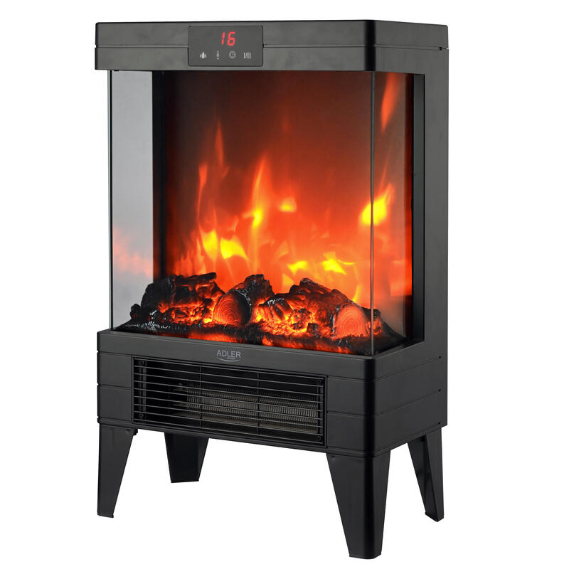 Chimenea Eléctrica Led Adler Ad 7755 Con Control Remoto, Efecto De Llama 3d Y 2 Niveles De Calefacción.