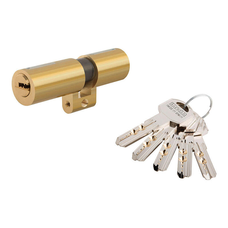 Cilindro De Seguridad  De Perfil Suizo 33-33 Latón. Sp:33-33 Mcm