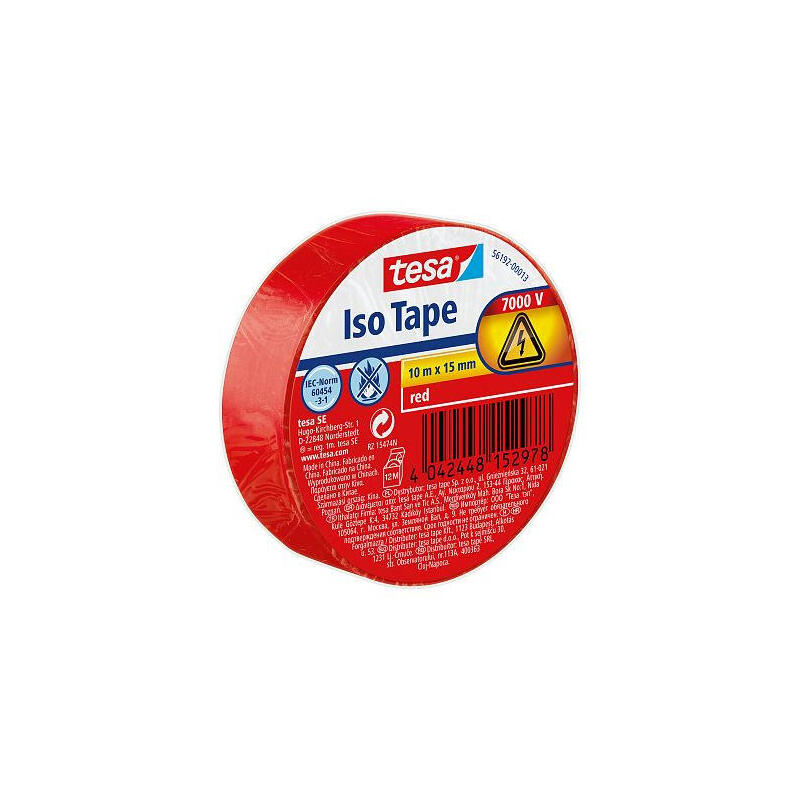 Cinta Aislante Tesa, 10m X 15mm, Roja