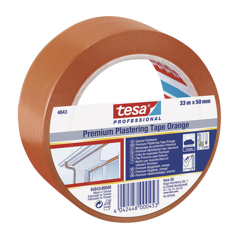 Cinta De Revoco Premium 33m X 50mm Naranja 4843 Tesa