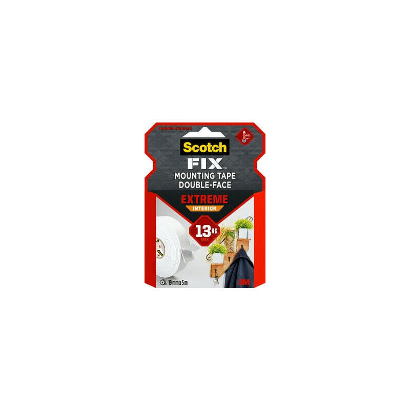 Cinta Doble Cara De Montaje Extreme Para Interiores, Máx 13 Kg, 19mmx5m