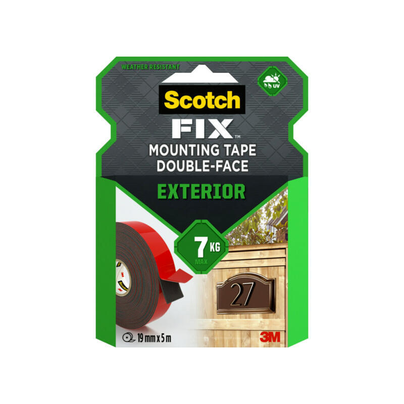 Cinta Doble Cara De Montaje Para Exteriores, Máx 7 Kg 19 Mm X 5 M