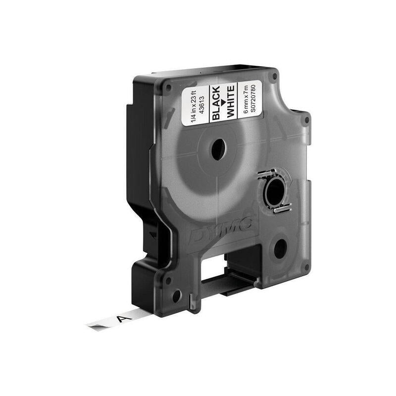Cinta Rotuladora Autoadhesiva Dymo D1 6mm X 7 Metros De Longitud Para Rotuladoras Label Manager, Negro Sobre Blanco