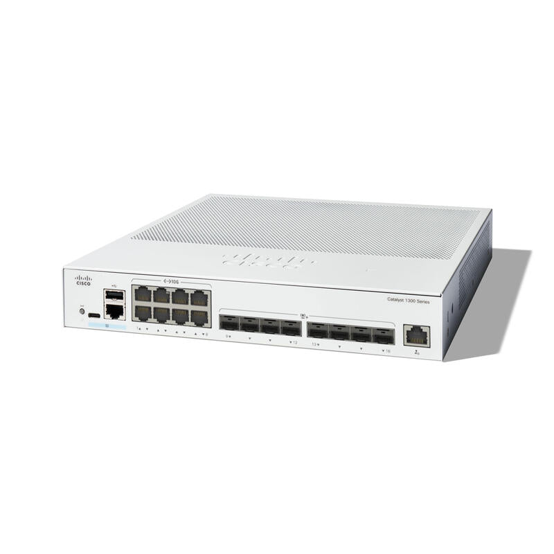 Cisco Catalyst 1300-16xts Conmutador L3 Inteligente 8 X 10gbase-T + 8 X 10 Gigabit Sfp+ Montaje En Rack