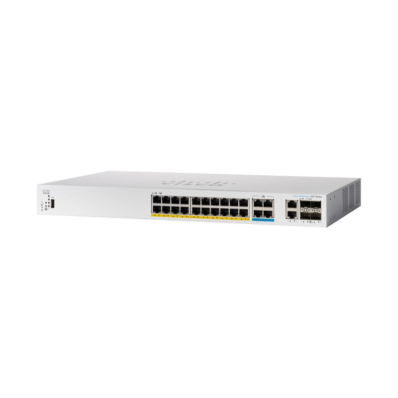 Cisco Catalyst 1300-24mgp-4x Conmutador L3 Gestionado 16 X 10/100/1000 (Poe+) + 8 X 2.5g (Poe+) + 4 X 10 Gigabit Sfp+ Montaje En Rack Poe+ (195 W)