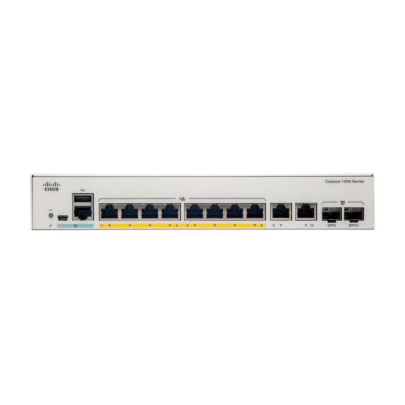 Cisco Catalyst C1000-8p-E-2g-L Switch Gestionado L2 Gigabit Ethernet [10/100/1000] Energía Sobre Ethernet [Poe] Gris