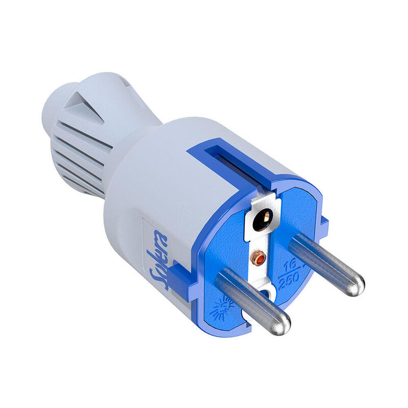 Clavija 2p+T, 16a 250v Elastómero Blanco. 706ckb Solera