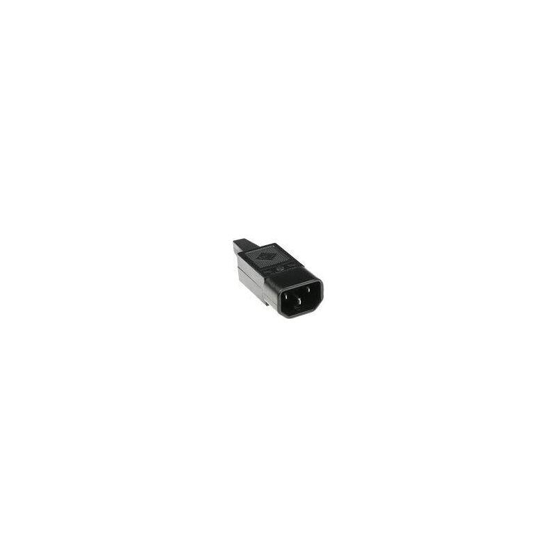 Clavija C14 Macho, Negro Recto, Con Terminales De Tornillo Y  Con Homologaciones
