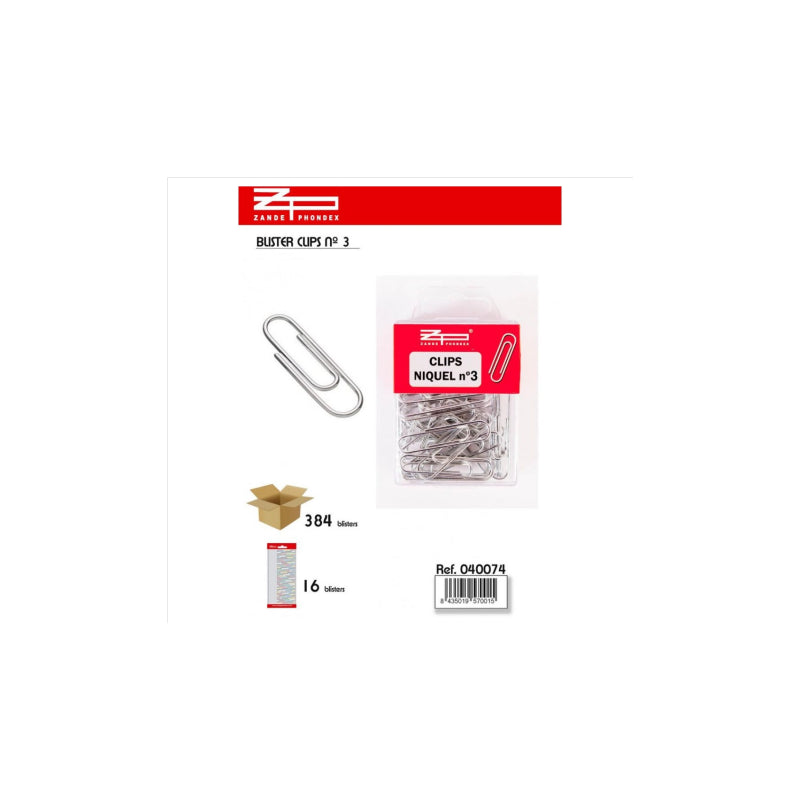 Clips Niquel Nº 3 De 42 Mm