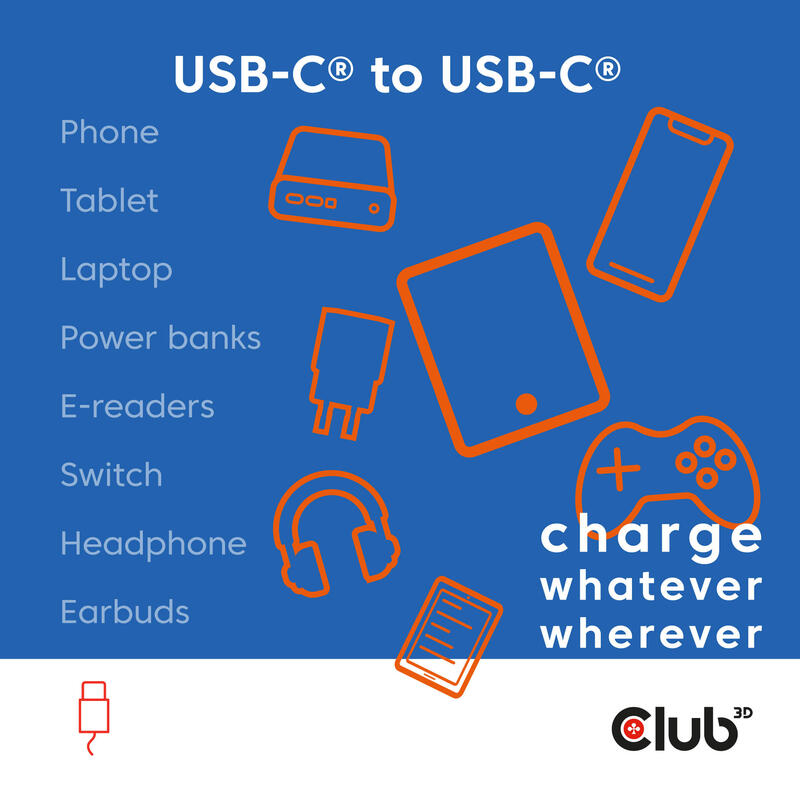 Club3d Lifemyle Usb-C Magnetisches Cable 240w 2m Azul M M