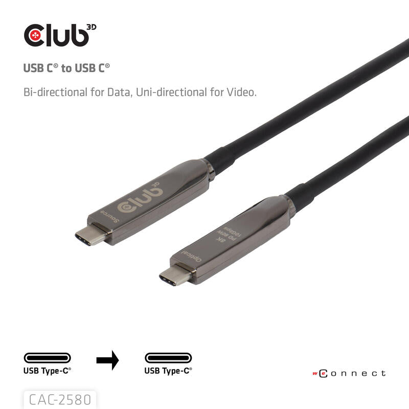 Club3d Usb-C Aoc-Cable 8k 10gbps 60w 15m M M
