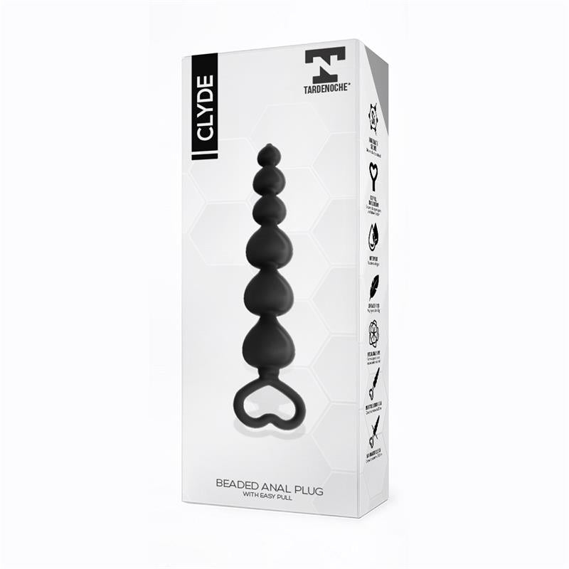 Clyde Plug Anal Con Bolas Con Aro De Fácil Extracción Silicona Negro