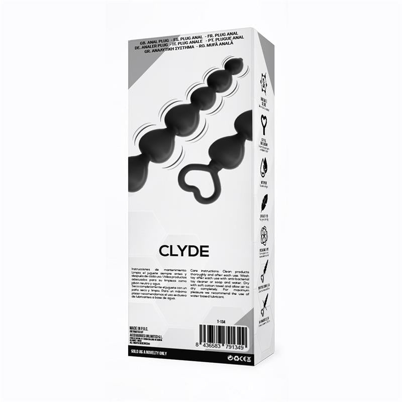 Clyde Plug Anal Con Bolas Con Aro De Fácil Extracción Silicona Negro