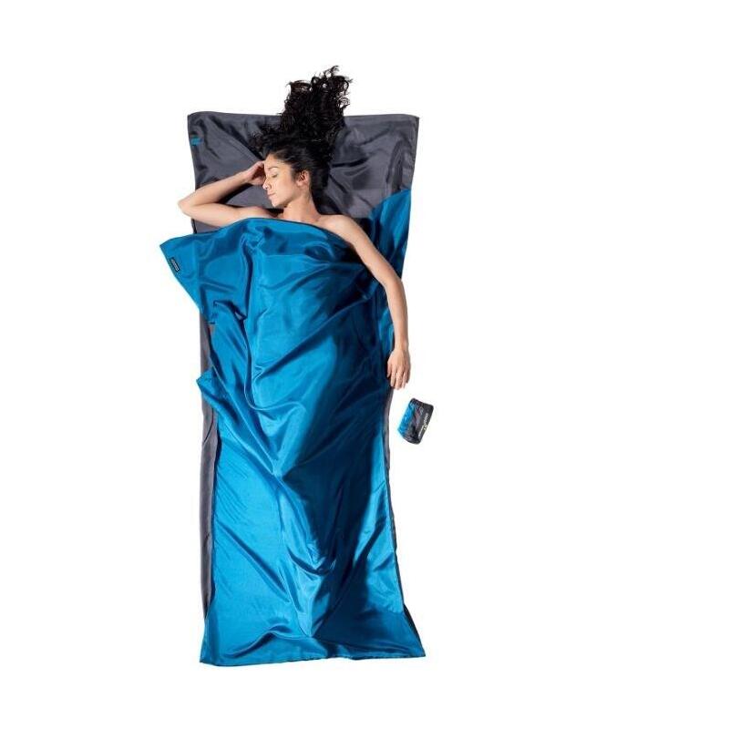 Cocoon Leicht-Reiseschlafsack,Rechteck,220 X 90cm,100 % Seide, Rhino/Cornflower
