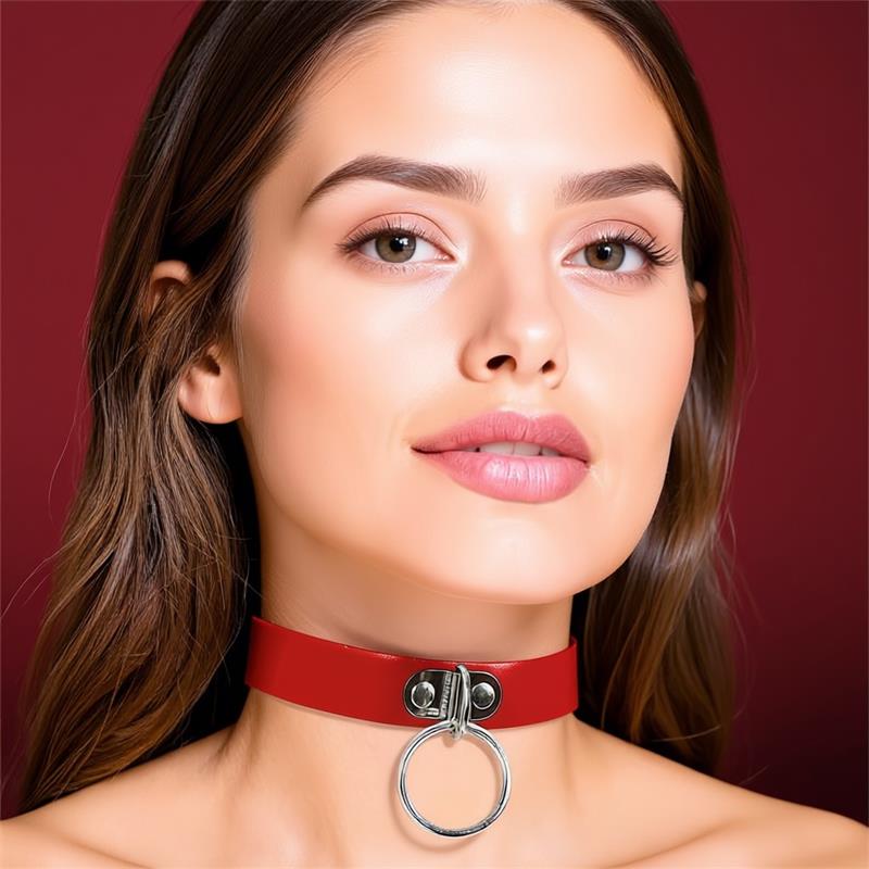 Collar Con Aro Cuero Vegano Talla Única