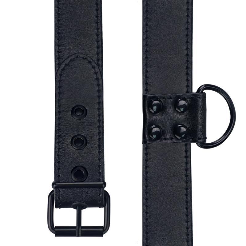 Collar Con Correa Negro Mate