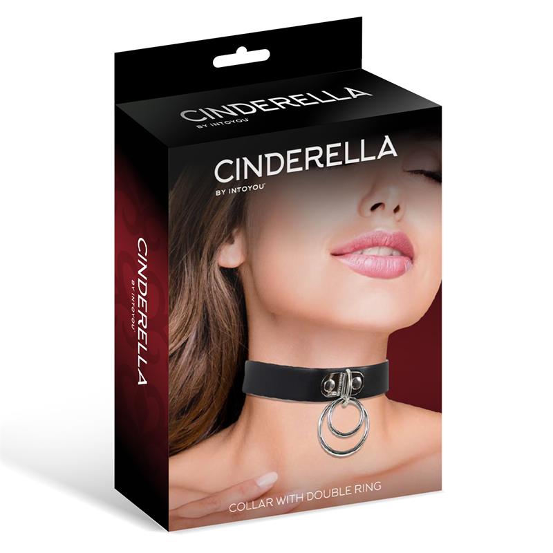 Collar Con Doble Aro Cuero Vegano Talla Única