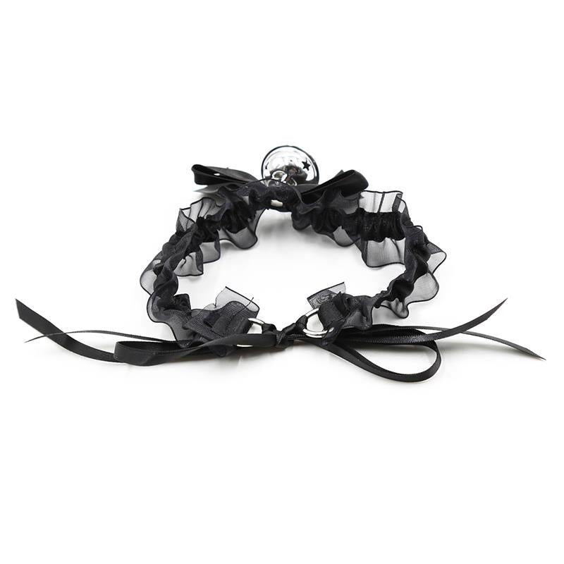 Collar Con Lazo, Cascabel Y Encaje