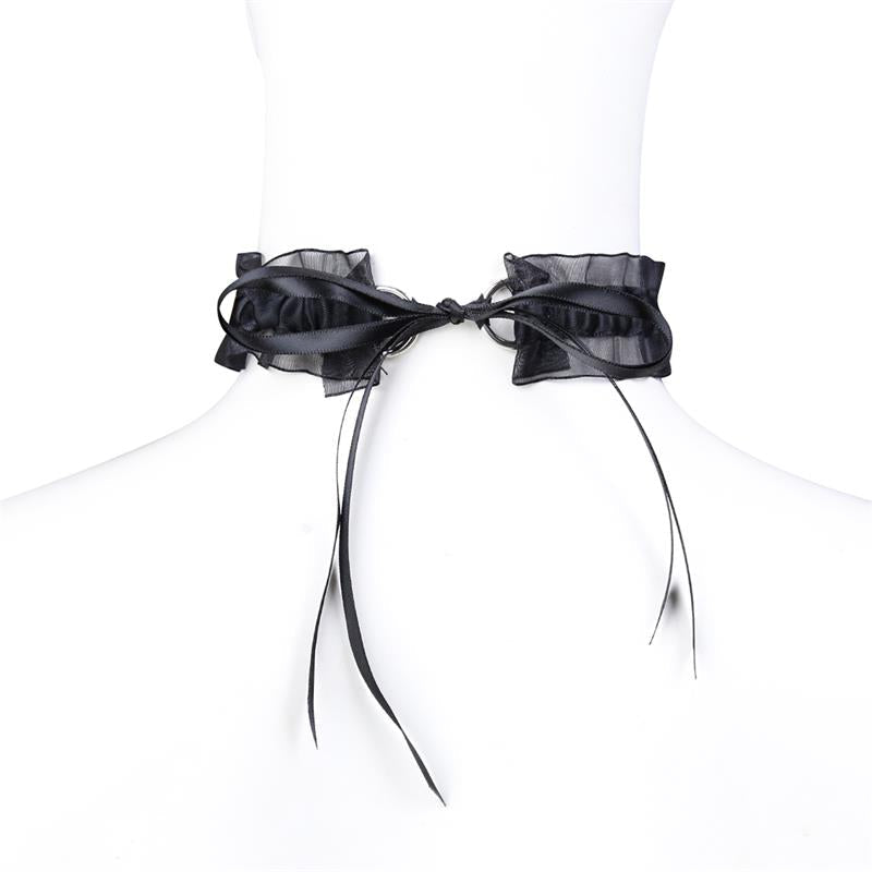 Collar Con Lazo, Cascabel Y Encaje