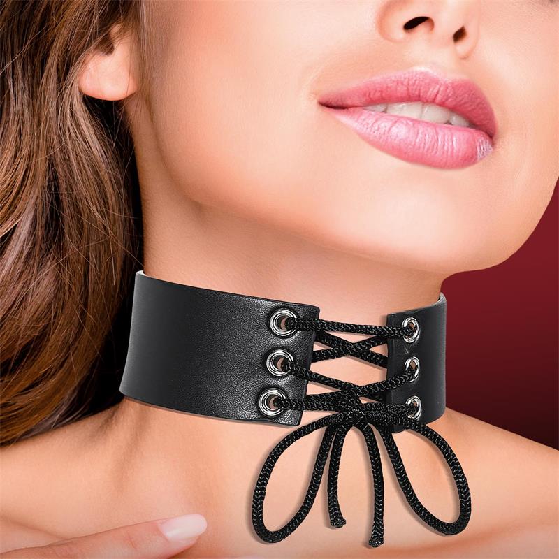 Collar Con Lazo Cuero Vegano Talla Única