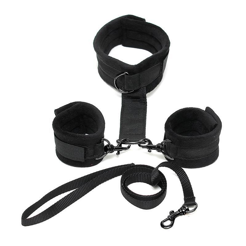 Collar Y Esposas Desmontables  Negro Ajustables
