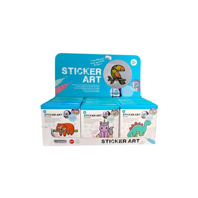 Comansi Display Sticker Art Basic 18 Unidadesâ - Pegatinas Creativas Para Ventanas Â - Manualidades Infantiles -