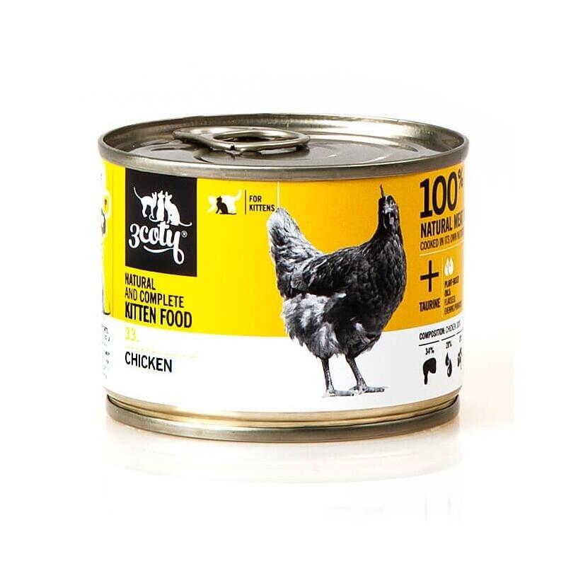 Comida Húmeda Para Gatos  3coty 33. Chicken Kitten  180g