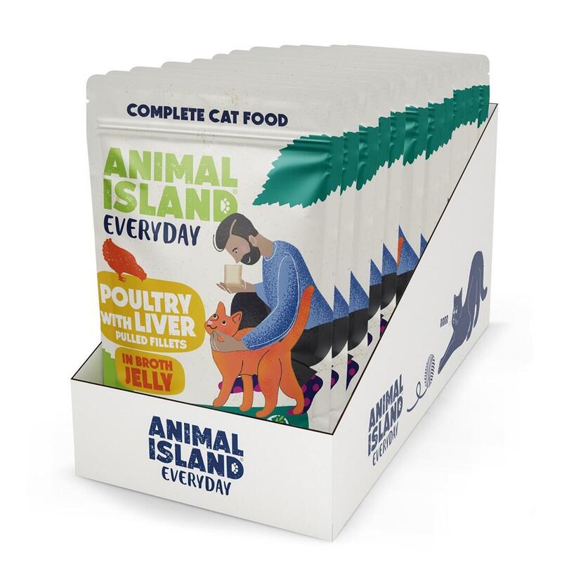 Comida Húmeda Para Gatos Animal Island Everyday Poultry And Liver In Jelly  12 X 85g