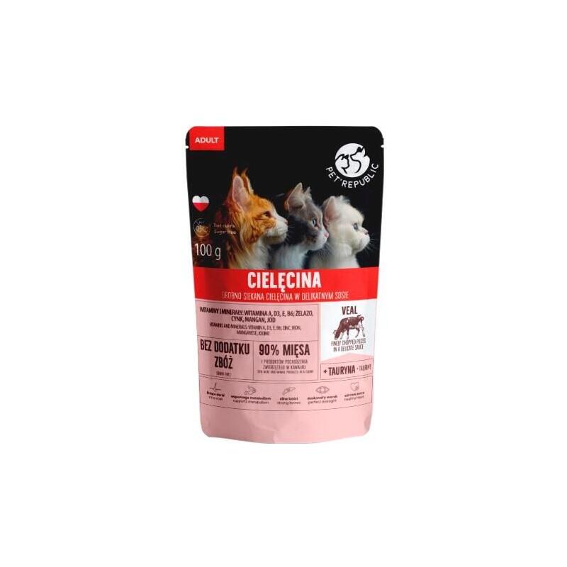 Comida Húmeda Para Gatos Pet Republic Adult Ternera Finamente Picada  100 G