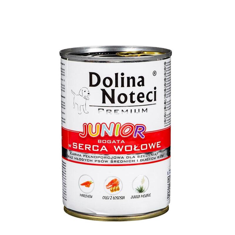 Comida Húmeda Para Perros Dolina Noteci Premium Junior Rich In Beef Hearts  400 G