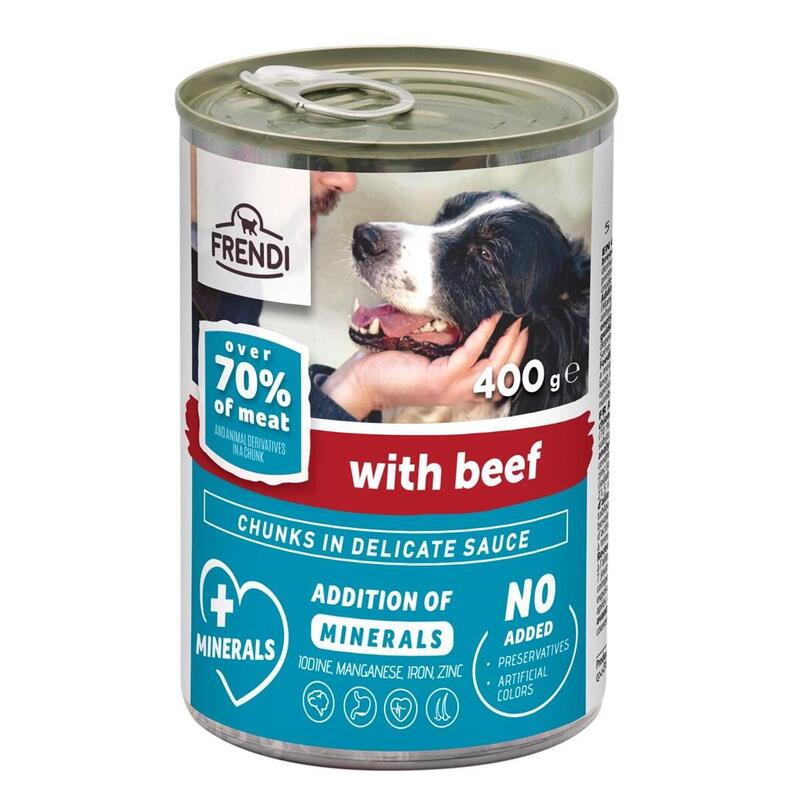 Comida Húmeda Para Perros Frendi Con Trozos De Ternera En Salsa Delicada  400g