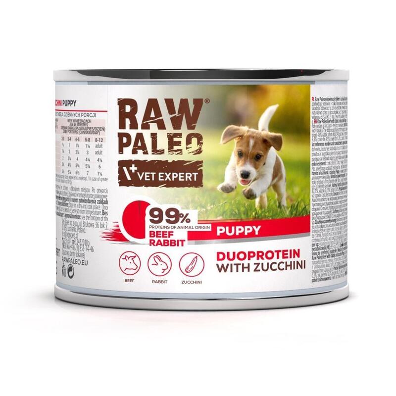 Comida Húmeda Para Perros Raw Paleo Duoprotein Beef & Rabbit Puppy  200g