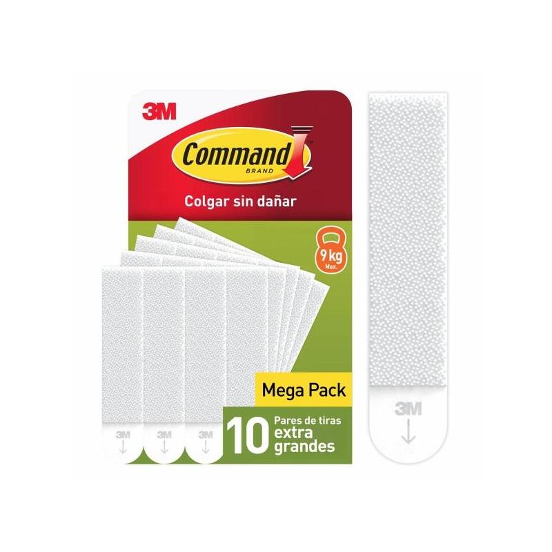 Command Pack De 20 Tiras Adhesivas Para Colgar Cuadros - 10 Pares Xl - Blanco