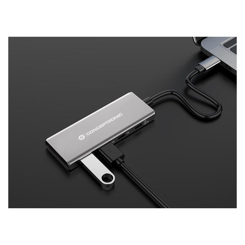 Conceptronic Dock Usb-C->2xusb-C,2xusb-A,100wpd O.N.0.25m Gr