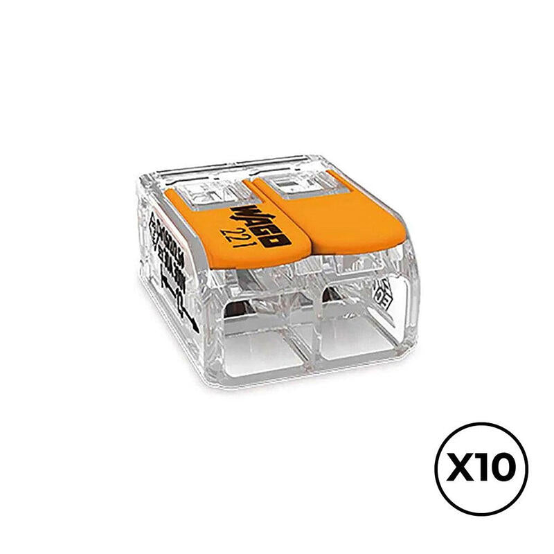 Conector Rapido Con Palanca 2 Conductores, Ø Maximo 6 Mm², 450 V , 41 A; Transparente; 16 X 21,1 X 10,1 Mm. Contiene 10 Unidades
