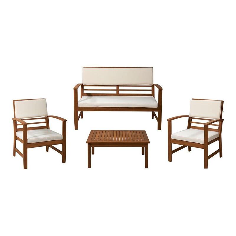 Conjunto De Jardín Madera De Acacia, 4 Piezas