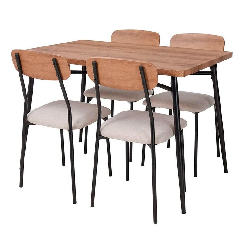 Conjunto Mesa Y 4 Sillas, Mdf Y Acero, 110 X 70 X 76 Cm