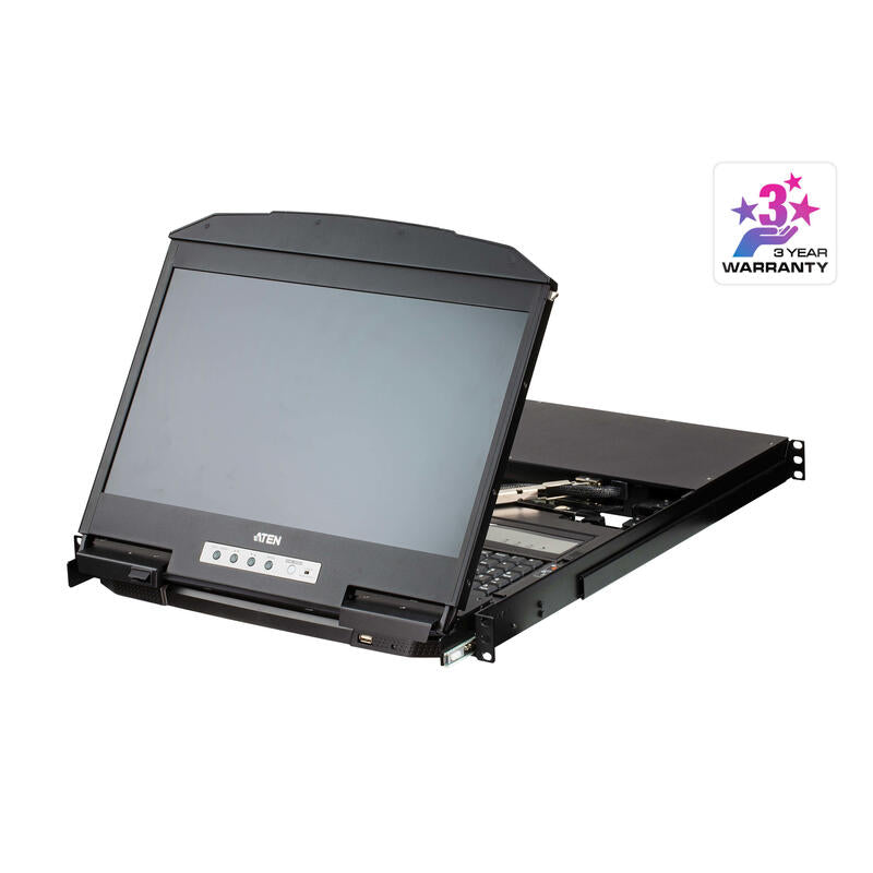 Consola Lcd Panorámica Multiview Dual Rail Con Switch Kvm Integrado Hdmi Usb De 4 Puertos