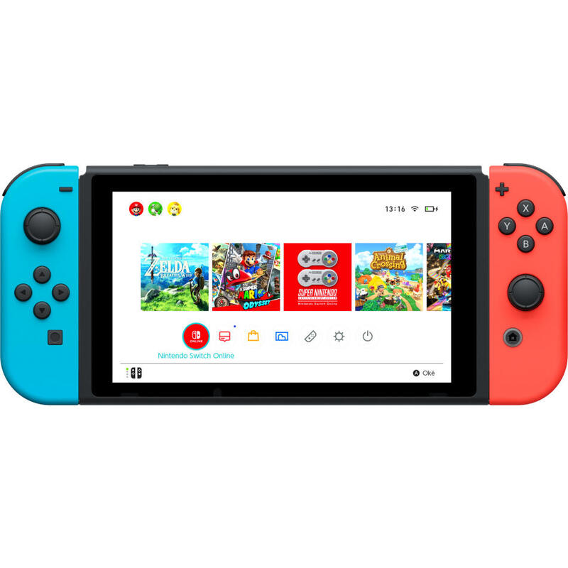 Consola Nintendo Switch Red&Blue V1.1 Consola + Base + 2 Mandos Joy-Con + 2 Correas Para Mandos + Soporte + Cable Hdmi + Adaptador Corriente