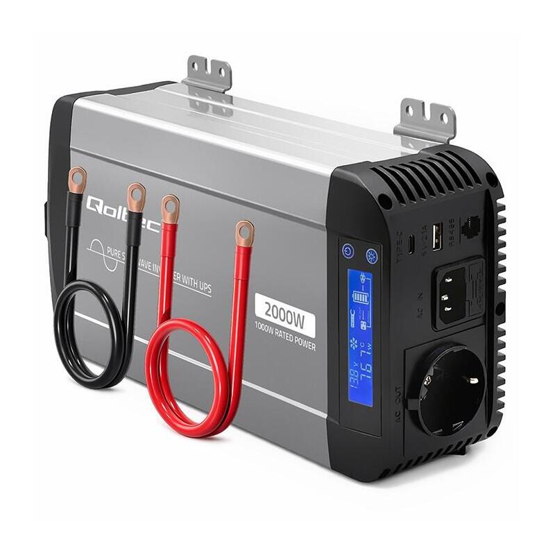 Convertidor De Tensión Pure Sine Wave 12v Para 230v 1000/2000w Ups Bypass