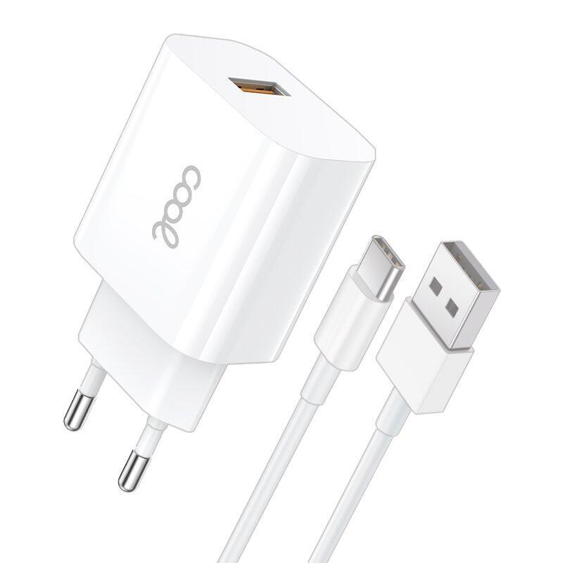 Cool Cargador Red /Conector Tipo-C (2.4 Amp) Universal Kit 2 En 1 Blanco