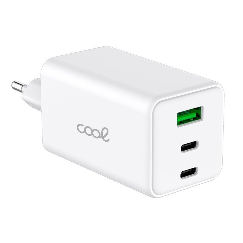 Cool Cargador Red Universal Ultra Fast Pd Port X3 (2 X Tipo-C + 1 X Usb) 100w Gan Blanco