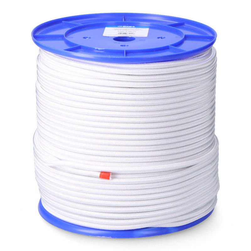 Cordón Goma Elástica Poliéster Blanco 8 Mm X 200 M