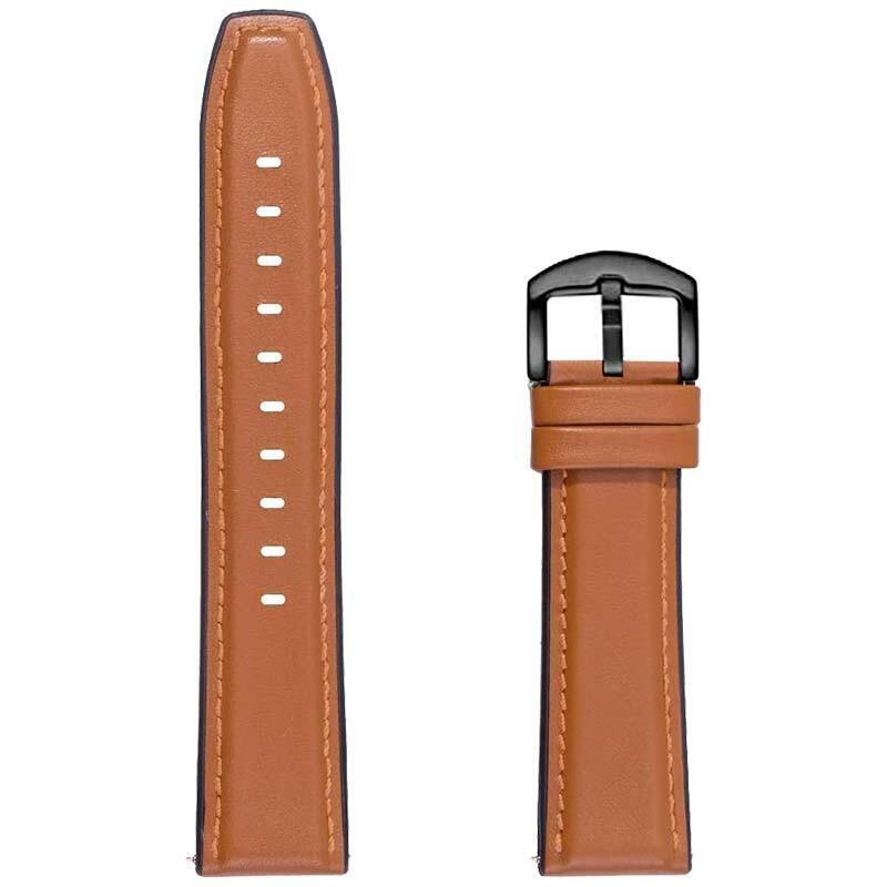 Correa Universal Cuero Premium 20mm Para Smartwatch Xiaomi/Amazfit/Samsung/Huawei/Realme/Ticwatch (Marrón)