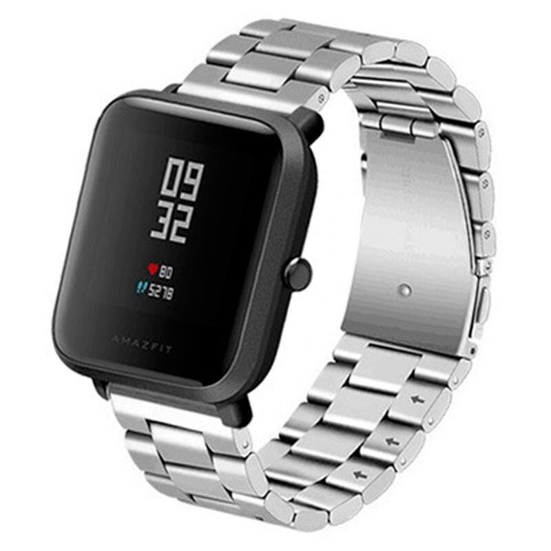 Correa Universal Metal Eslabones 20mm Para Smartwatch Xiaomi/Amazfit/Samsung/Huawei/Realme/Ticwatch (Plata)