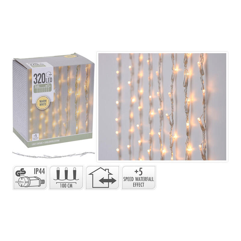 Cortina 320 Leds Blanco Cálido Con 5 Funciones 1x2m