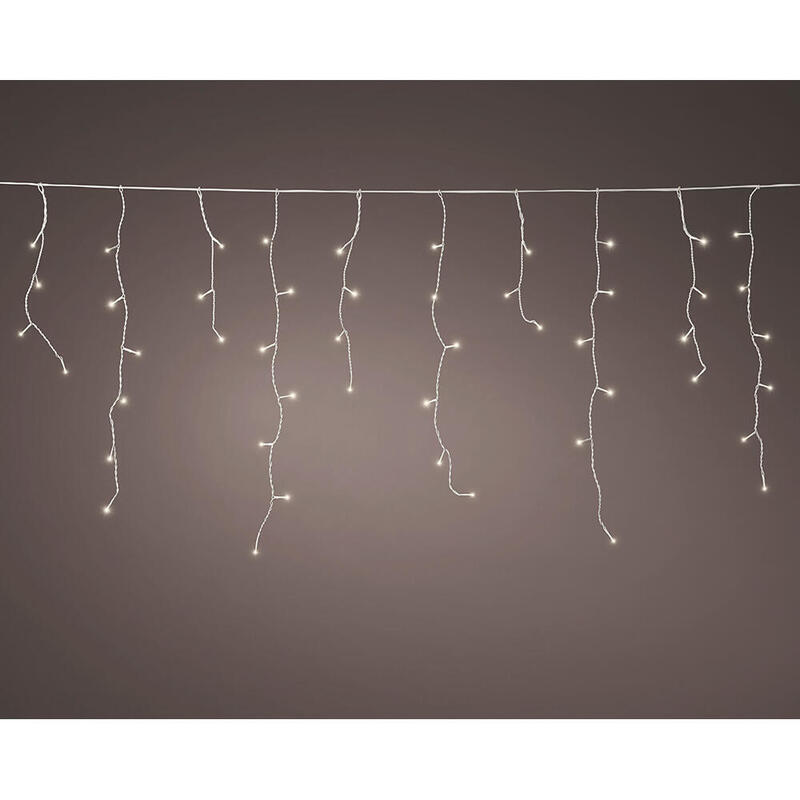 Cortina Led De Carámbano Connect (Interconectable) Multifunción 250 Leds Luz Cálida Con Efecto Intermitente Exterior Blanco 7,35 M