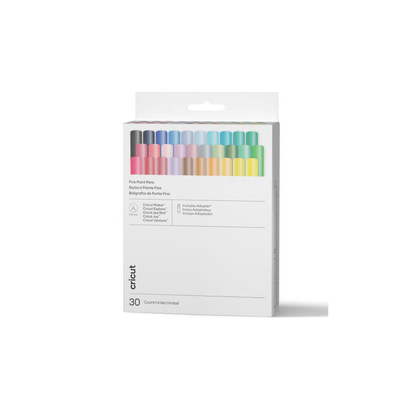 Cricut Bolígrafos De Punta Fina  De 0.4 Mm, Gama Ultimate (30 Uds.) + Adaptador
