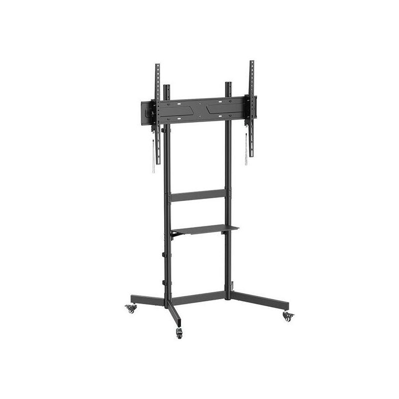 Cromad Soporte De Suelo Con Ruedas Para Tv 55"-100" - Bloqueo De Ruedas - Bandeja Multiusos - Peso Max 70kg - Vesa