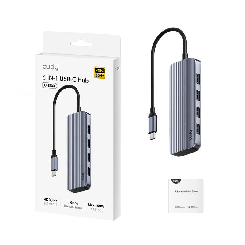 Cudy 6-In-1 Usb-C Hub With 4k Hdmi